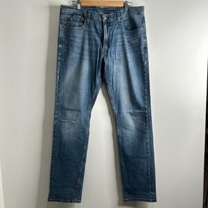 Levis 511 Jeans Mens 36x34 Blue Denim Slim Fit Zip Fly Straight‎ Leg Medium Wash